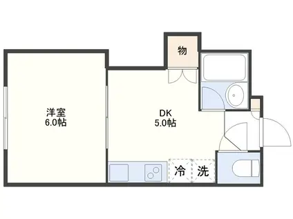 デュアルピークス(1DK/2階)の間取り写真