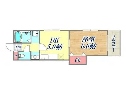 ハイツサンローラン(1DK/3階)の間取り写真