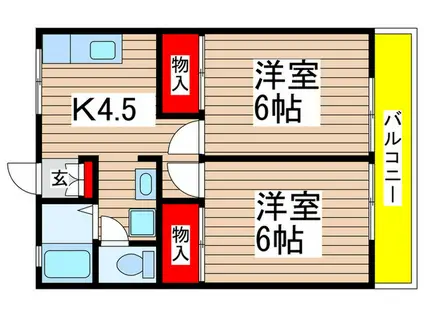 レマンハイツおゆみ野(2K/2階)の間取り写真