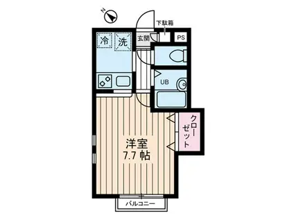 パークサイドテラス高井戸(1K/1階)の間取り写真
