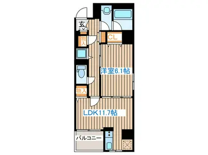 ガーネットヒルズ本町(1LDK/8階)の間取り写真
