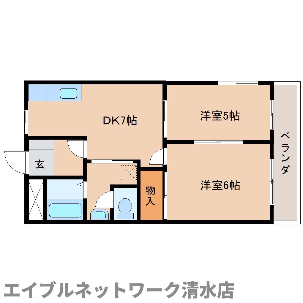 ロイヤルハイツK(2DK/2階)の間取り写真
