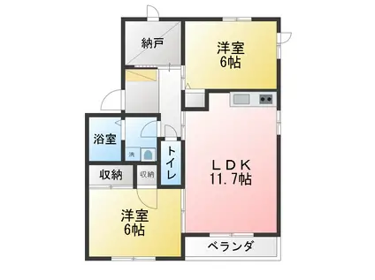 ミレニアム・タウン 雪華(2SLDK/2階)の間取り写真