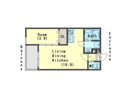 グランユナイス塩屋(1LDK/1階)の間取り写真