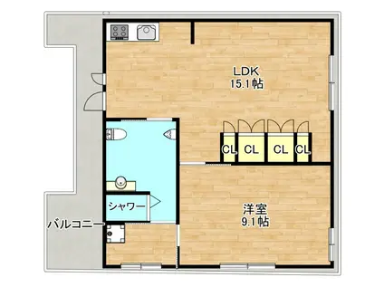アレーズコート(1LDK/4階)の間取り写真