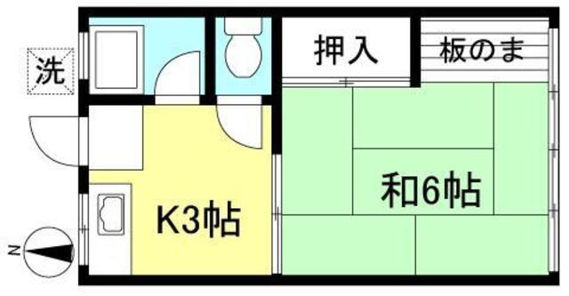 第3すみれ荘(1K/2階)の間取り写真