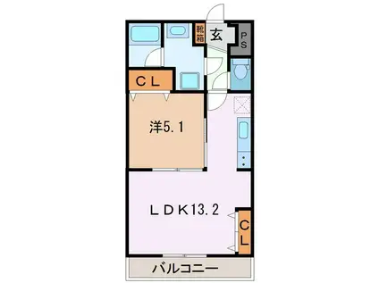 カンフィーシャトー(1LDK/1階)の間取り写真