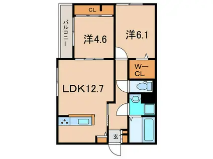 イルソラーレ須磨(2LDK/1階)の間取り写真