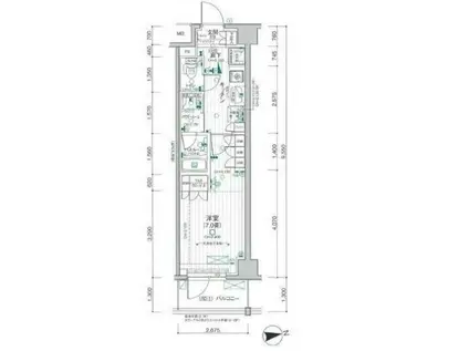 デュオステージ調布国領マキシブ(1K/5階)の間取り写真