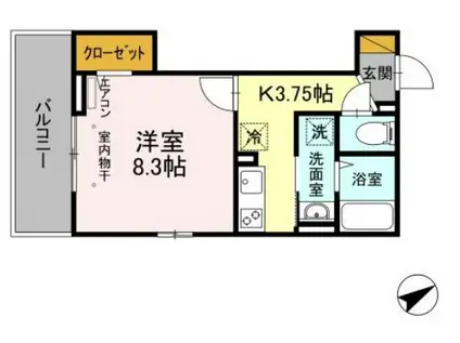 アクシス八幡(1K/1階)の間取り写真