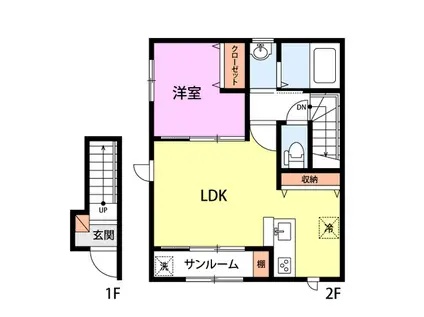 SALACIA(1LDK/2階)の間取り写真