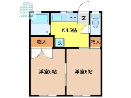 コーポ普賢(2K/1階)の間取り写真