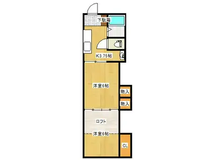 シャトー水明(2K/2階)の間取り写真