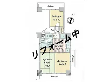 グリーンキャピタル第二笹塚(3DK/10階)の間取り写真