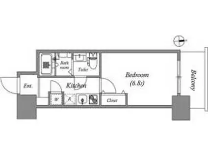 アドバンス江坂ラシュレ(1K/15階)の間取り写真