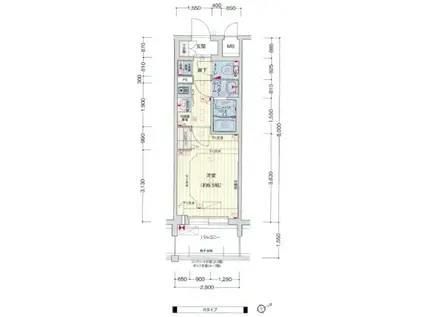 プレサンスザ神戸(1K/2階)の間取り写真