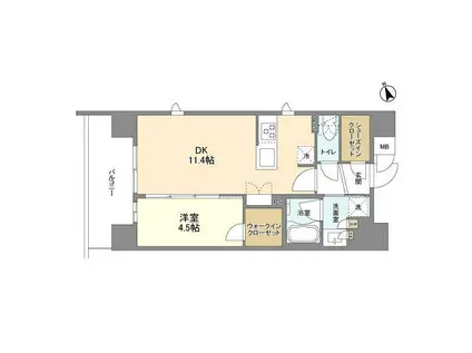 ドゥーエ入谷III(1LDK/7階)の間取り写真