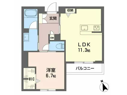 シャーメゾン 木の実(1LDK/2階)の間取り写真