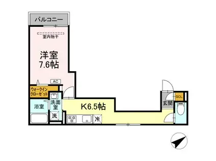 ディートリビュート西谷(1K/2階)の間取り写真