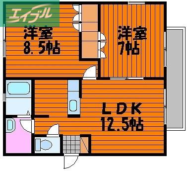 プチ・フルールA(2LDK/2階)の間取り写真