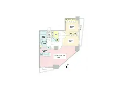 アトラスタワー六本木(2LDK/9階)の間取り写真