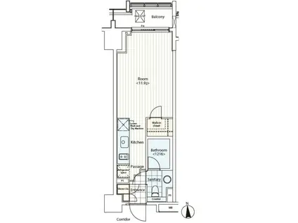カスタリア麻布十番II(ワンルーム/3階)の間取り写真