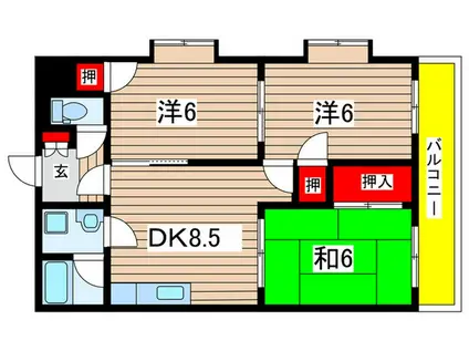 リシェスコート落合(3DK/3階)の間取り写真