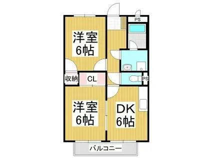 サンヴィレッジ浅間(2DK/1階)の間取り写真