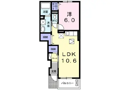 藍らんどこくふA・B(1LDK/1階)の間取り写真