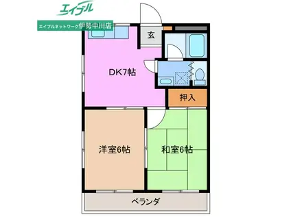 川方マンションII(2DK/3階)の間取り写真