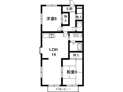 ファインアート新守(2LDK/2階)の間取り写真