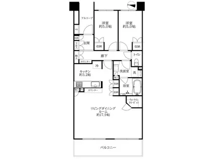 東京テラス(2LDK/2階)の間取り写真
