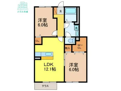 ミルトハウスD(2LDK/1階)の間取り写真