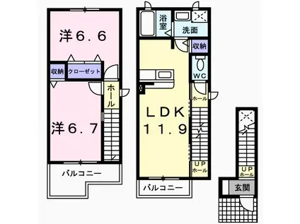 パーチェブローテ(2LDK/2階)の間取り写真