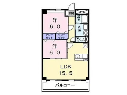 アクティフ丸米(2LDK/2階)の間取り写真