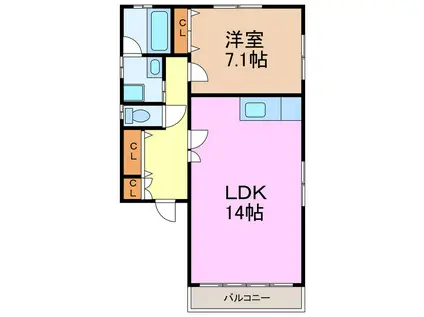 エンゼルハイツ(1LDK/1階)の間取り写真