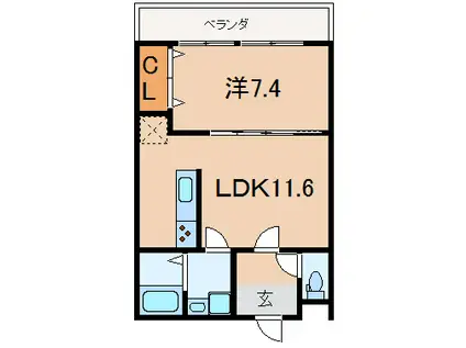 OHANA ELUA(1LDK/1階)の間取り写真