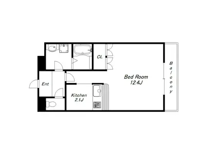 ウエストHILLS 壱番館(1K/1階)の間取り写真