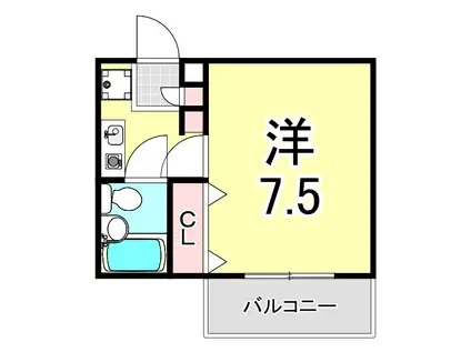 プレンティハウス(ワンルーム/2階)の間取り写真