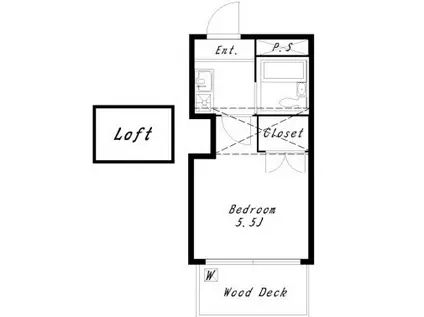 TKハイツ(1K/2階)の間取り写真
