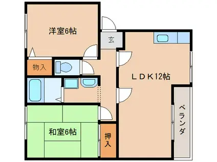 ウィステリア(2LDK/1階)の間取り写真