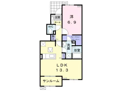 プリムローズII(1LDK/1階)の間取り写真