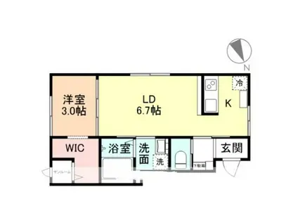 CIEL(1LDK/2階)の間取り写真