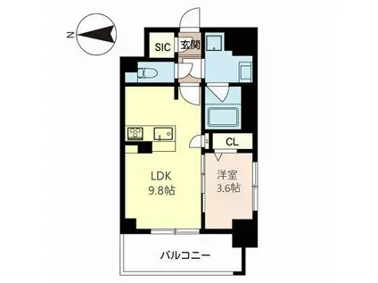 エクラージュ御池(1LDK/4階)の間取り写真
