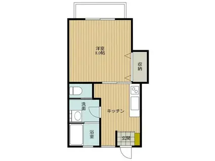 クレセントハイツII(1K/2階)の間取り写真