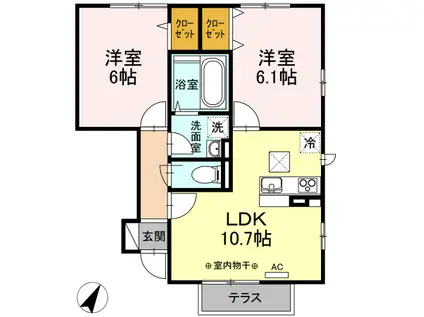 ファヴォーレ(2LDK/1階)の間取り写真