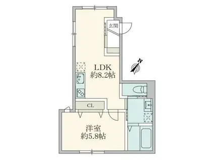 六本木ルガロ(1LDK/1階)の間取り写真