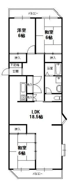 ふよう小戸ハイツ(3LDK/3階)の間取り写真