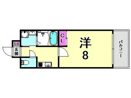 ウェンズ神戸(1K/2階)の間取り写真