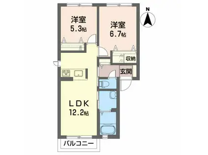 エンジェルコートC(2LDK/2階)の間取り写真